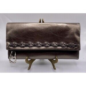 VTG Brighton Light Metallic Copper-Like Soft Leather Cross Stitch Accents Wallet